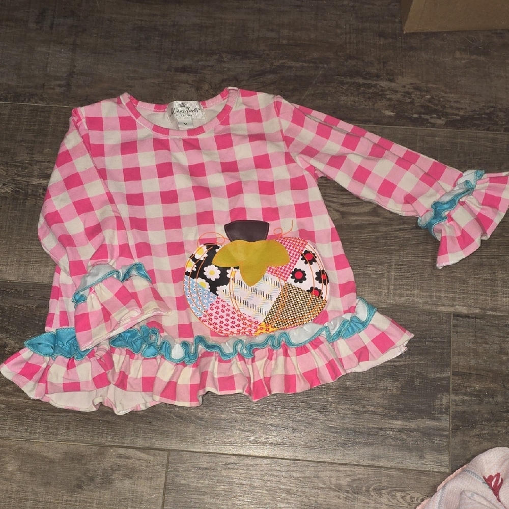 Pink Checkered Dress with Pumpkin Patch